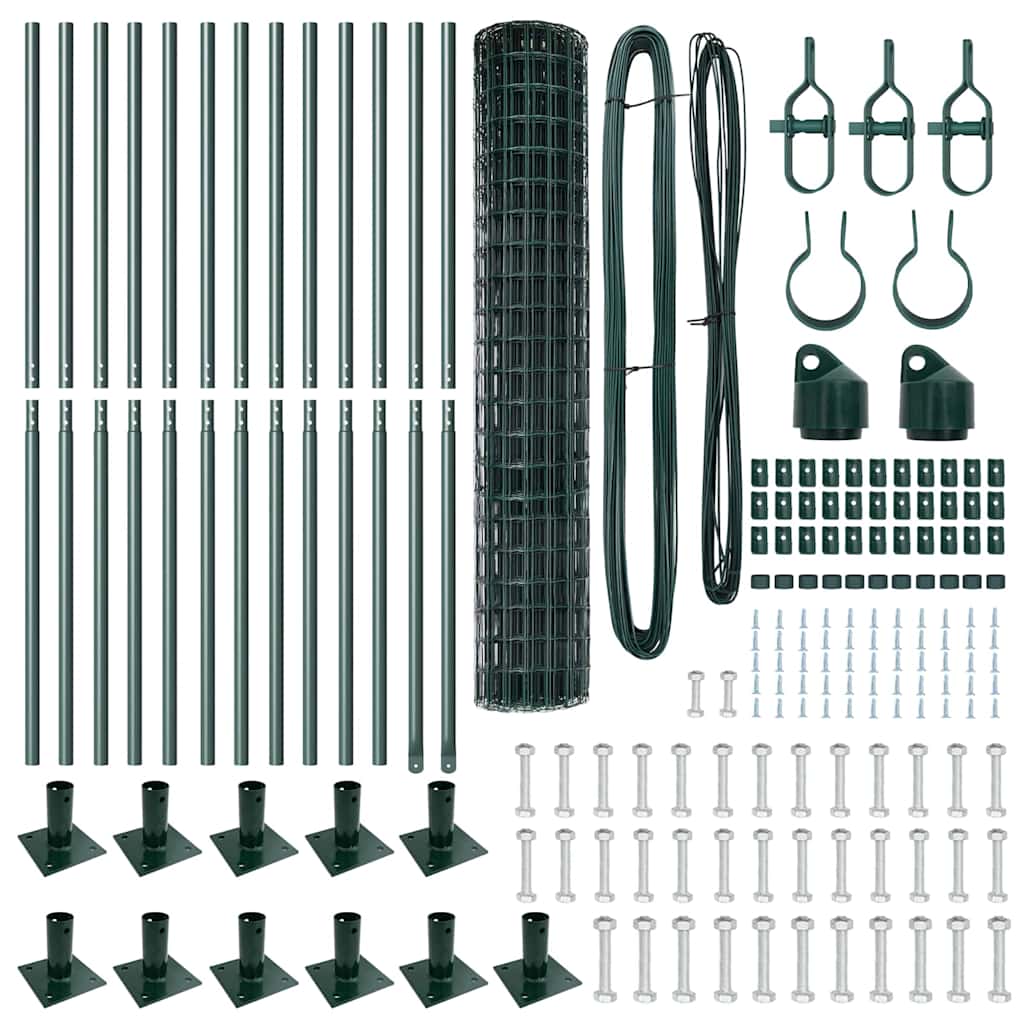 Zaun mit Pfosten Grün 1.2 x 25 m Stahl