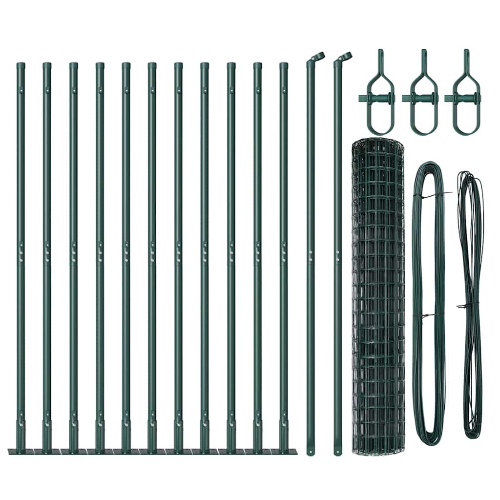 Zaun mit Pfosten Grün 1.2 x 25 m Stahl