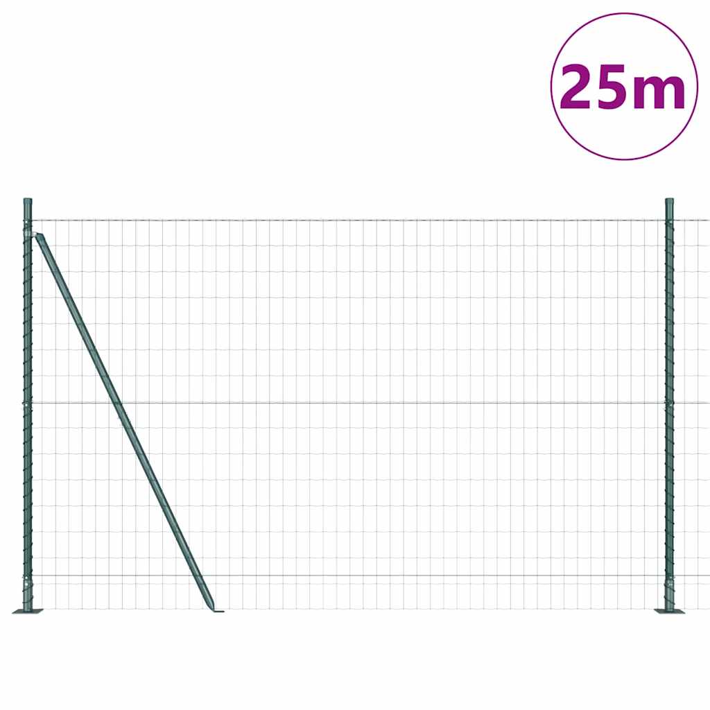 Zaun mit Pfosten Grün 1.2 x 25 m Stahl