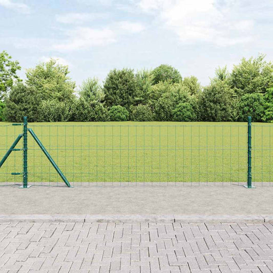 Zaun mit Pfosten Grün 0,6 x 25 m Stahl