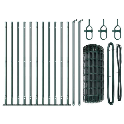 Zaun mit Pfosten Grün 0,6 x 25 m Stahl