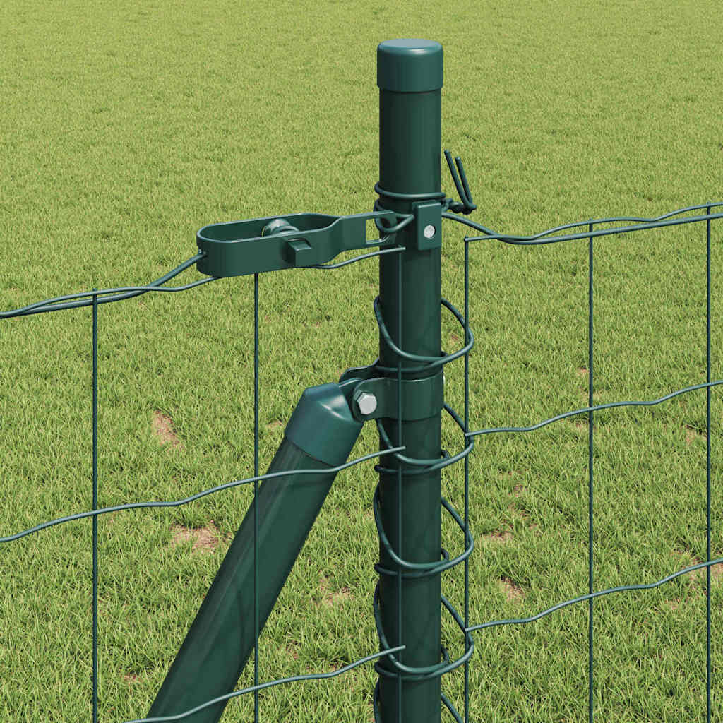 Zaun mit Pfosten Grün 0,8 x 25 m Stahl