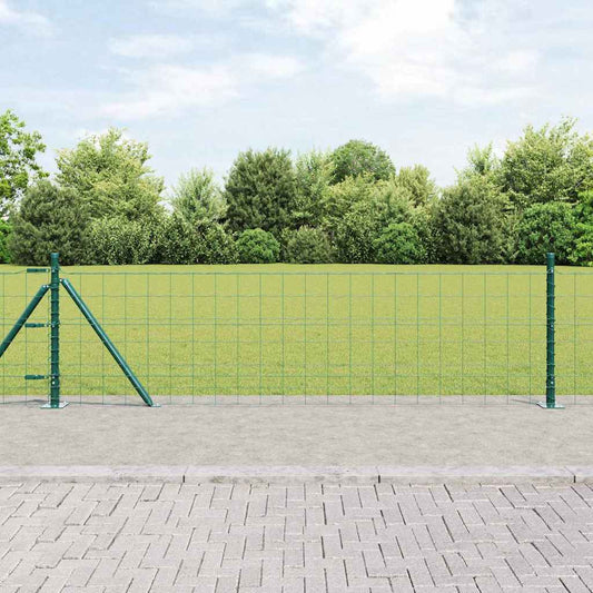 Zaun mit Pfosten Grün 0,6 x 25 m Stahl