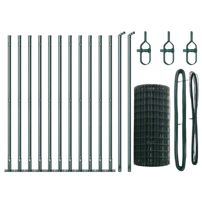 Zaun mit Pfosten Grün 0,6 x 25 m Stahl