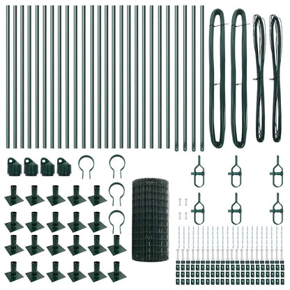 Zaun mit Pfosten Grün 0,6 x 50 m Stahl