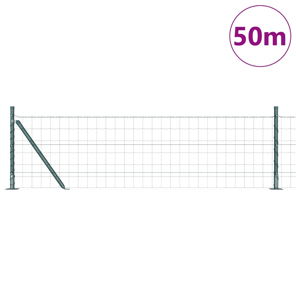 Zaun mit Pfosten Grün 0.6 x 50 m Stahl
