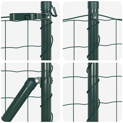 Zaun mit Pfosten Grün 1 x 10 m Stahl