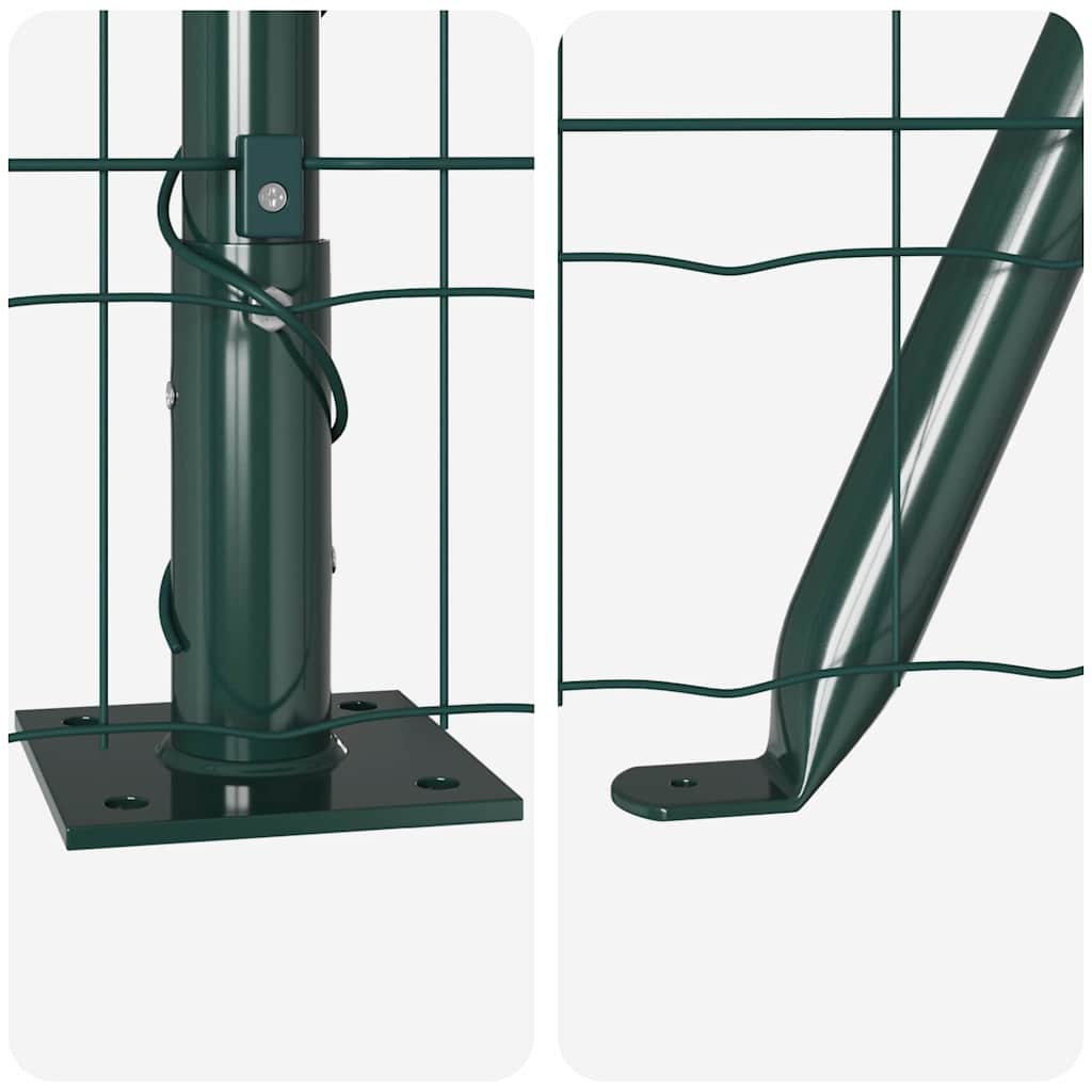 Zaun mit Pfosten Grün 1 x 10 m Stahl