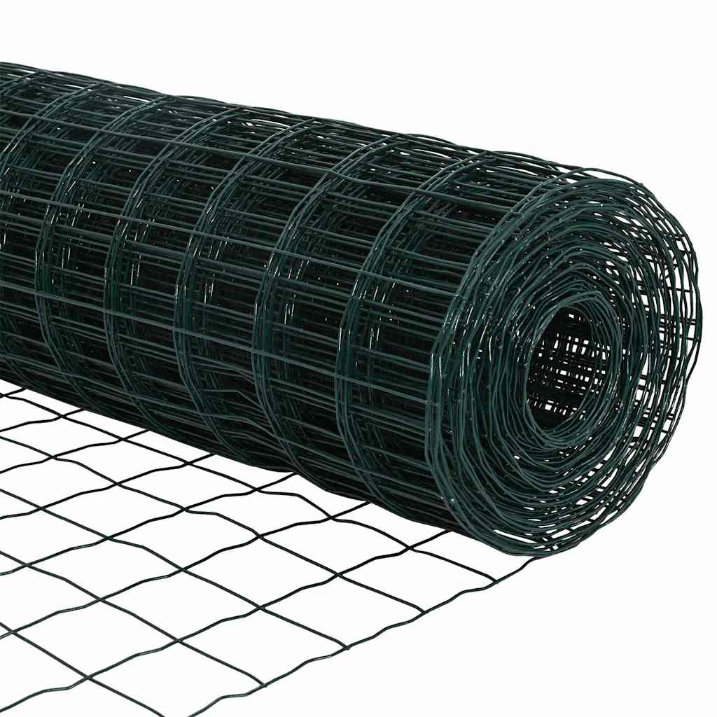 Zaun mit Pfosten Grün 1 x 10 m Stahl