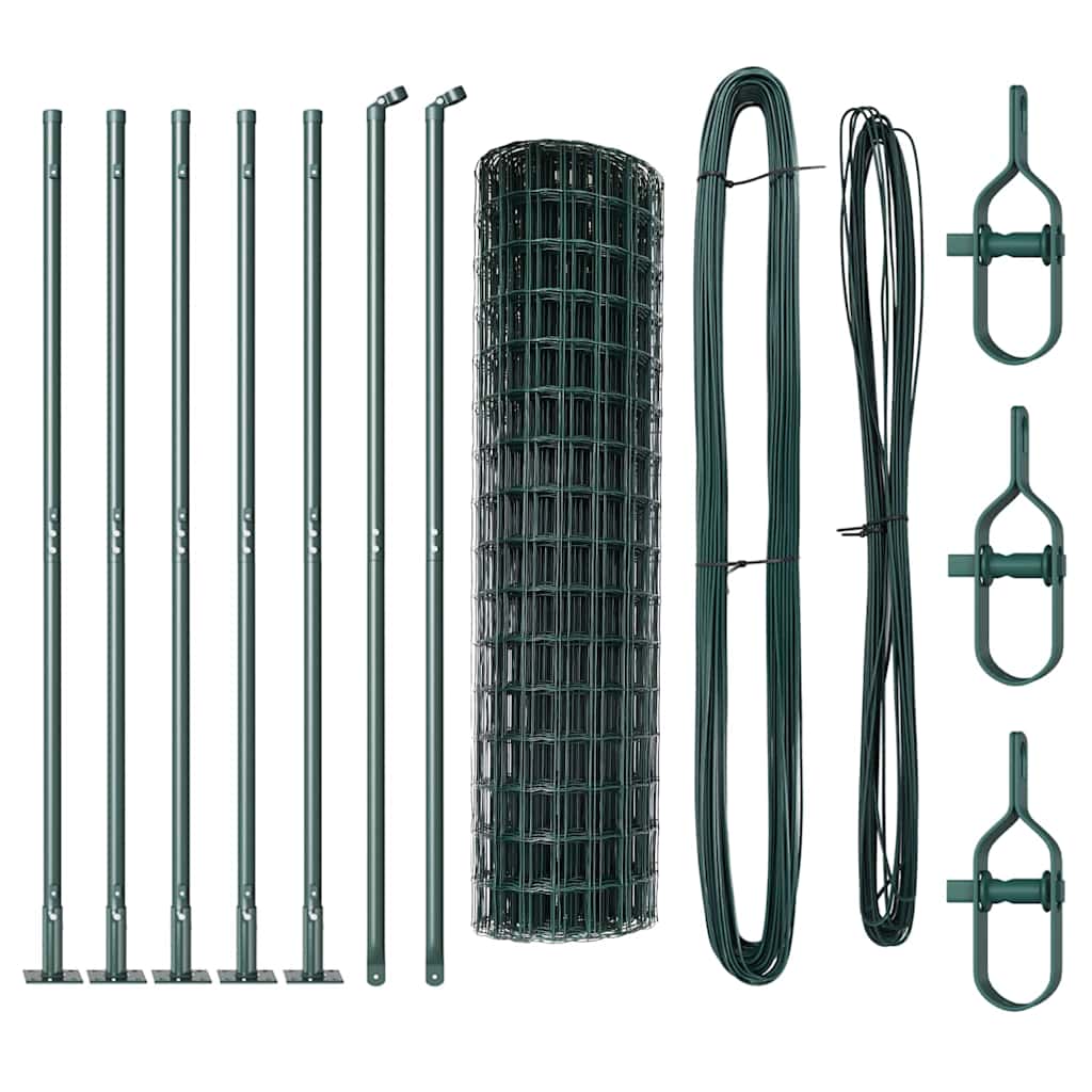 Zaun mit Pfosten Grün 1 x 10 m Stahl