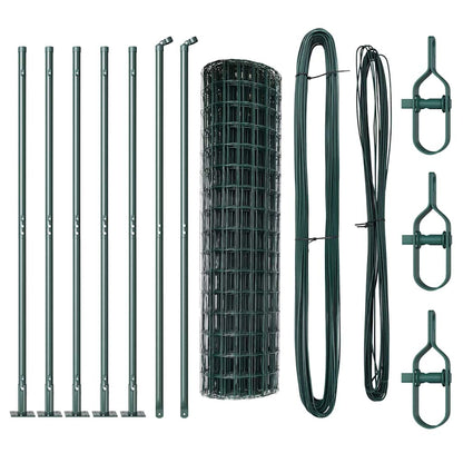 Zaun mit Pfosten Grün 1 x 10 m Stahl
