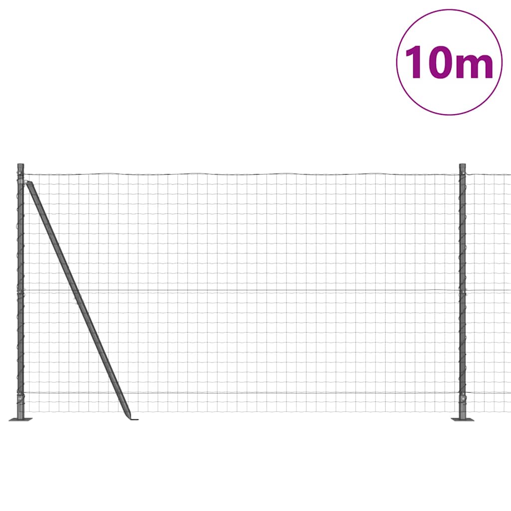 Zaun mit Pfosten Grau 1.2 x 10 m Stahl