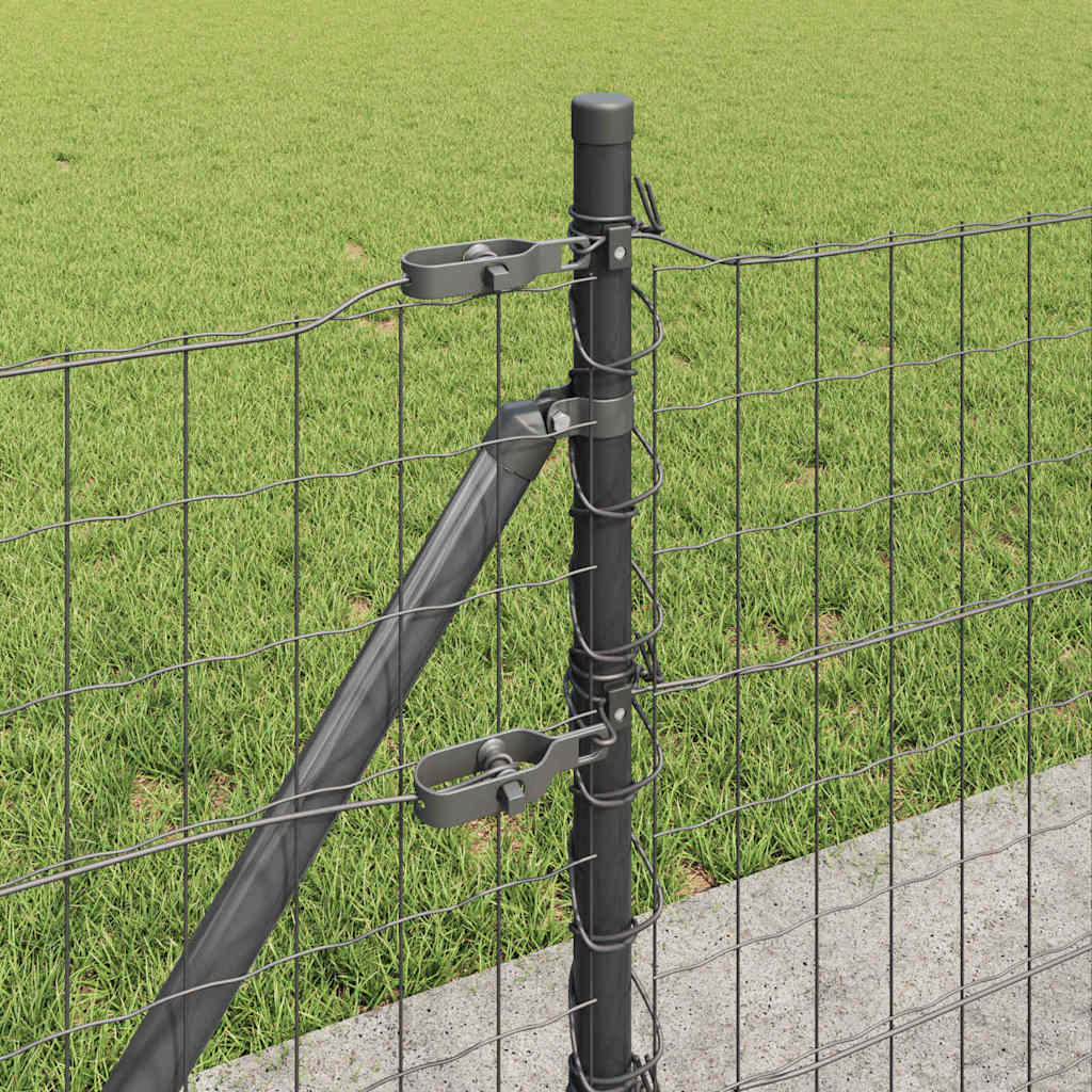 Zaun mit Pfosten Grau 0,6 x 10 m Stahl