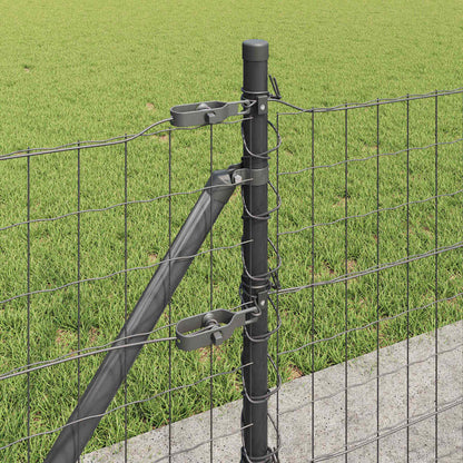 Zaun mit Pfosten Grau 0,6 x 10 m Stahl