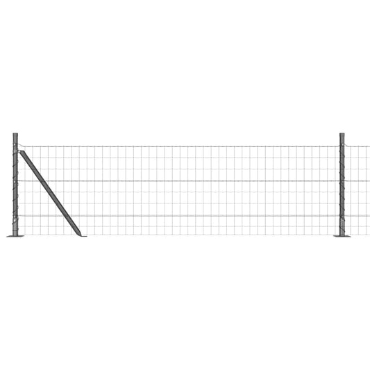 Zaun mit Pfosten Grau 0,6 x 10 m Stahl