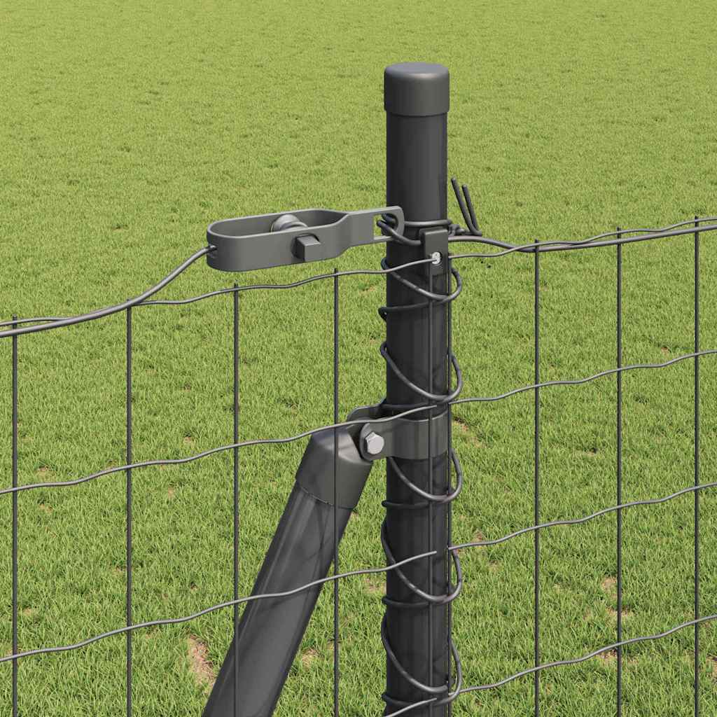 Zaun mit Pfosten Grau 1,5 x 10 m Stahl