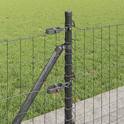 Zaun mit Pfosten Grau 0,4 x 10 m Stahl