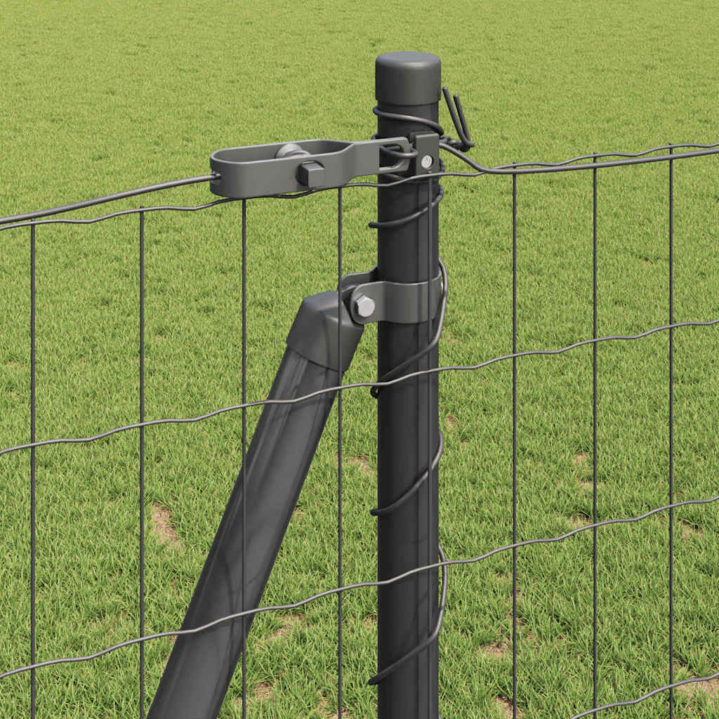 Zaun mit Pfosten Grau 1,2 x 10 m Stahl