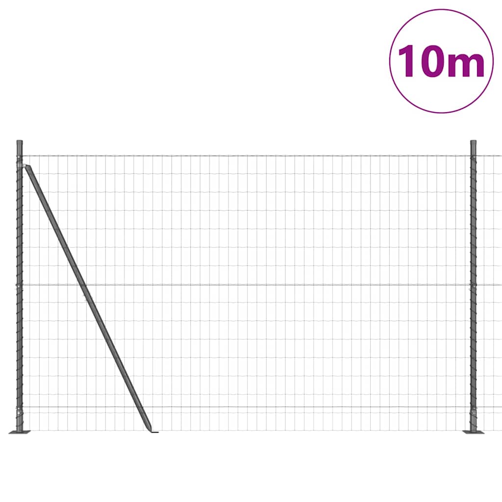 Zaun mit Pfosten Grau 1.6 x 10 m Stahl