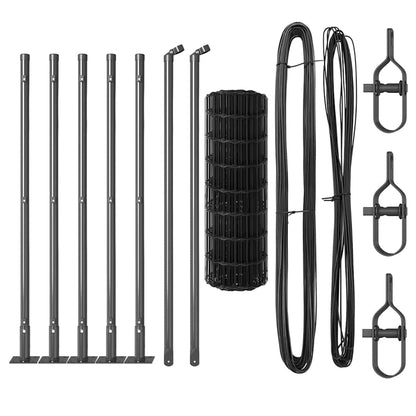 Zaun mit Pfosten Grau 0,4 x 10 m Stahl