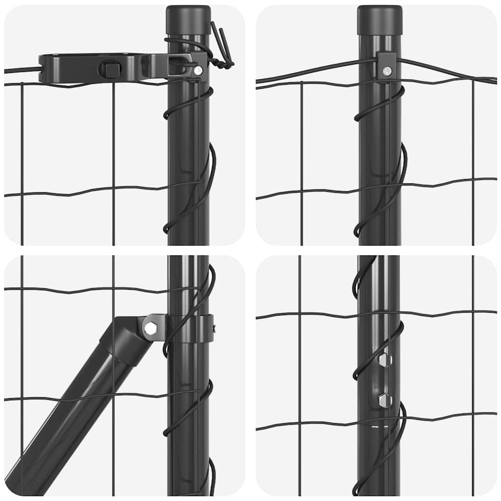 Zaun mit Pfosten Grau 1.2 x 10 m Stahl