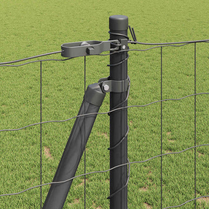 Zaun mit Pfosten Grau 1,2 x 10 m Stahl