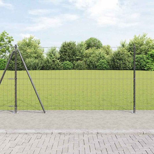 Zaun mit Pfosten Grau 1.2 x 10 m Stahl