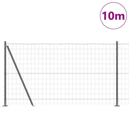 Zaun mit Pfosten Grau 1.2 x 10 m Stahl