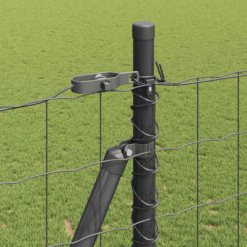 Zaun mit Pfosten Grau 1,5 x 10 m Stahl