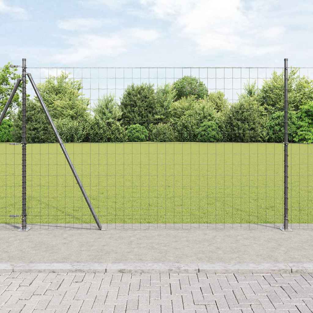 Zaun mit Pfosten Grau 1.5 x 10 m Stahl