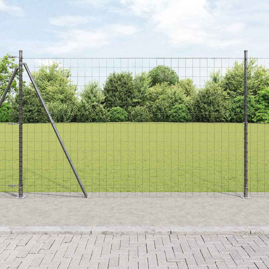 Zaun mit Pfosten Grau 1.5 x 10 m Stahl