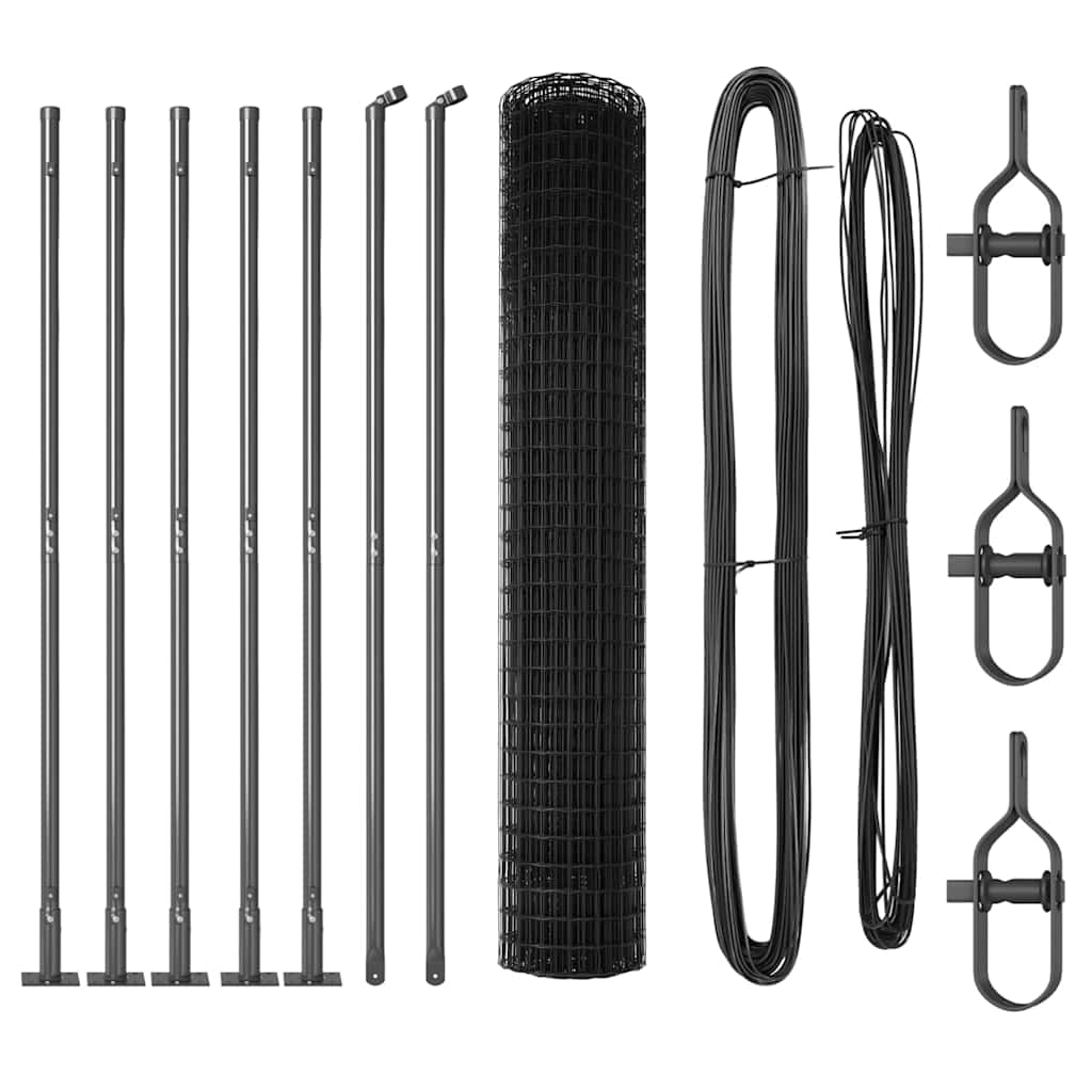 Zaun mit Pfosten Grau 1.5 x 10 m Stahl