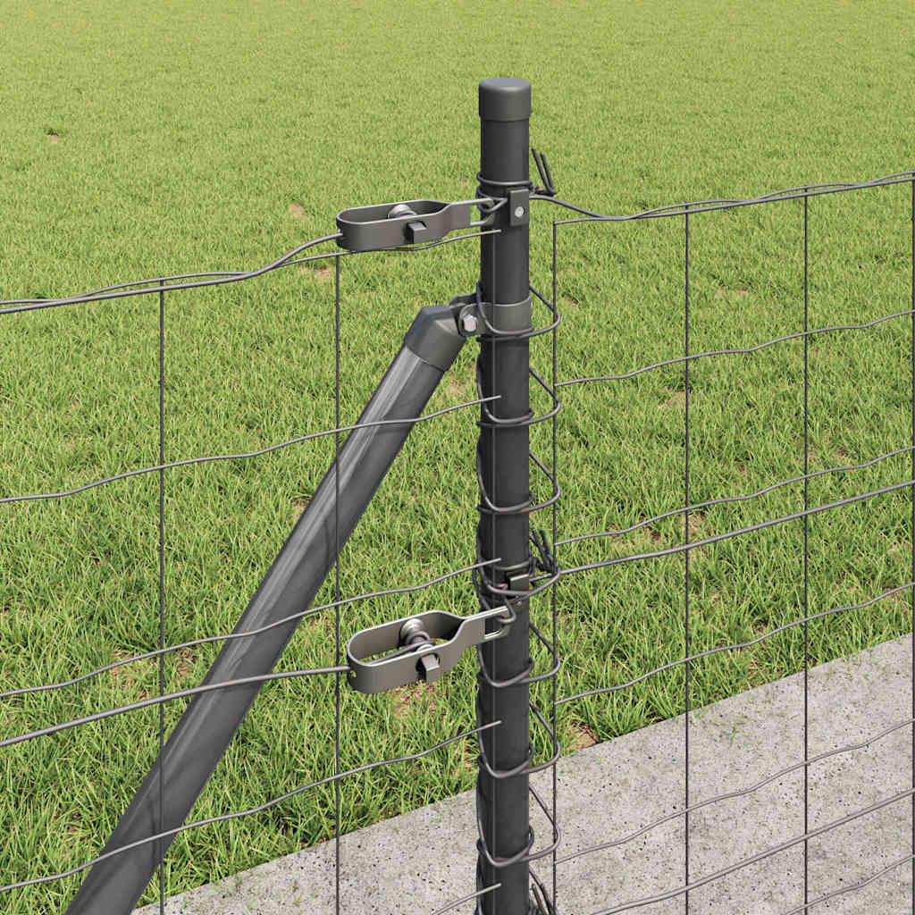 Zaun mit Pfosten Grau 0,4 x 10 m Stahl