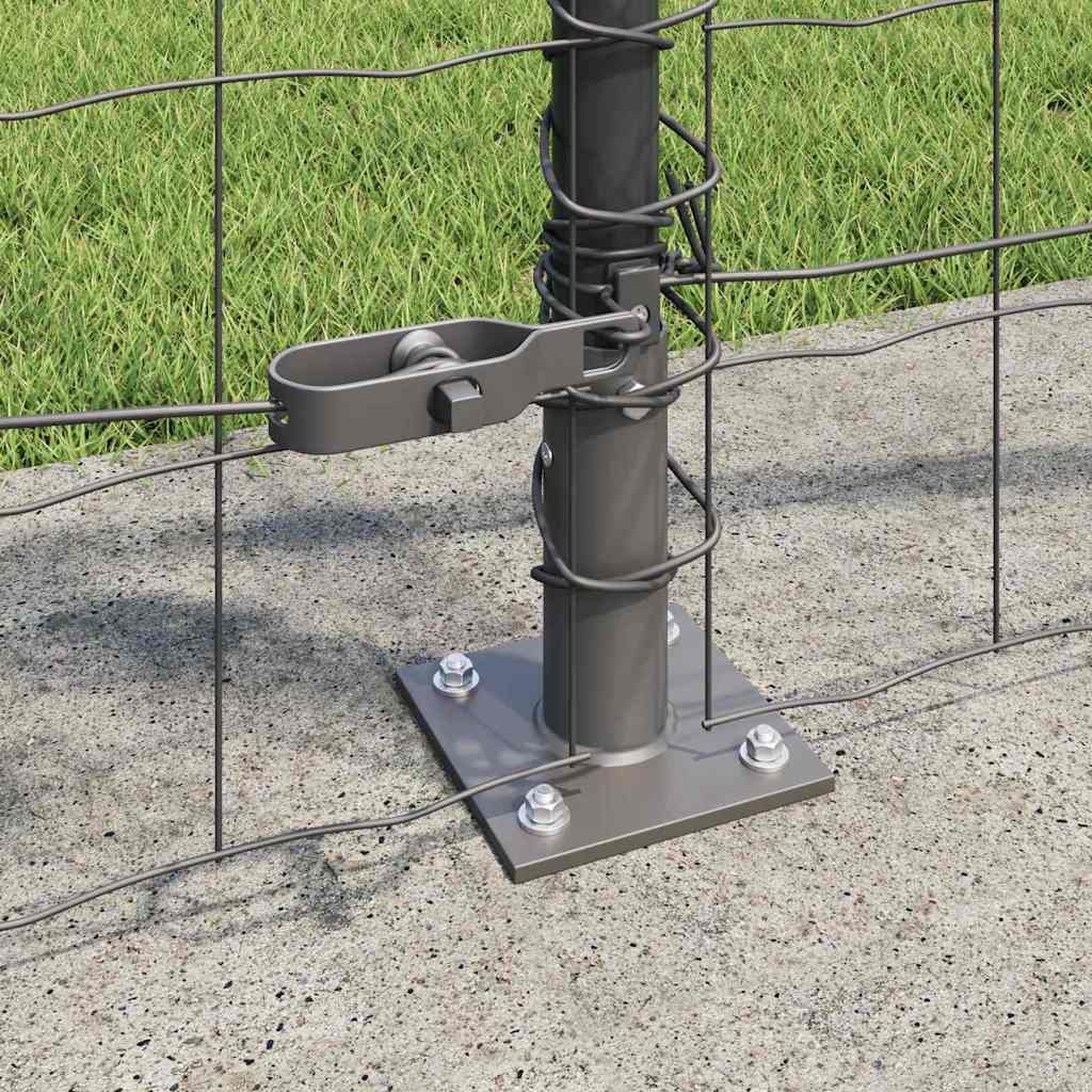 Zaun mit Pfosten Grau 1 x 10 m Stahl