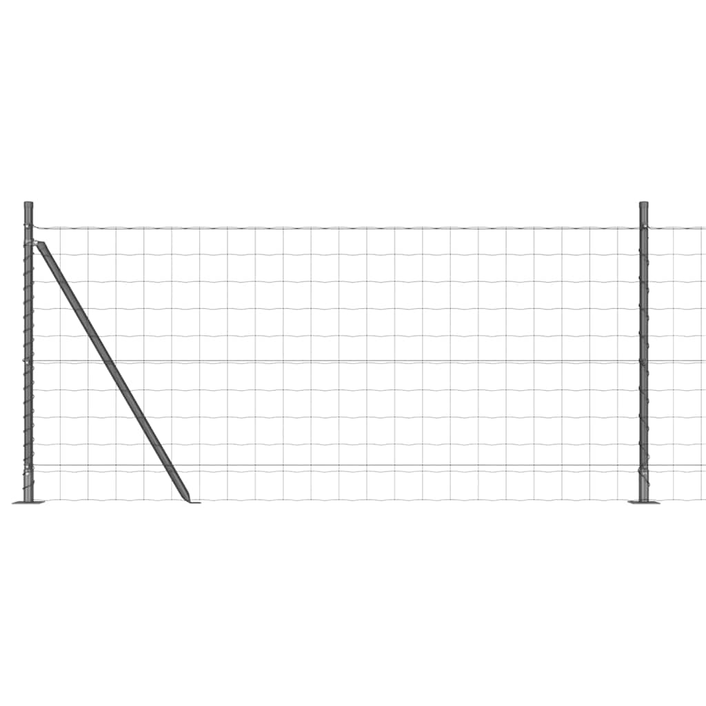Zaun mit Pfosten Grau 1 x 10 m Stahl
