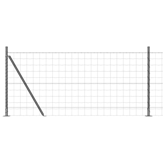 Zaun mit Pfosten Grau 1 x 10 m Stahl
