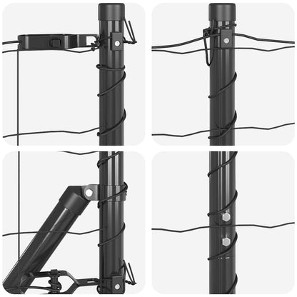 Zaun mit Pfosten Grau 1.2 x 10 m Stahl