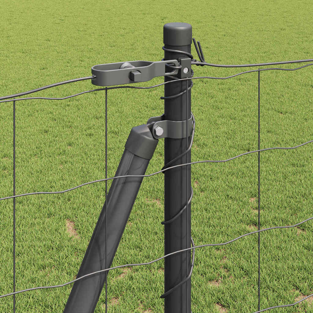 Zaun mit Pfosten Grau 1,2 x 10 m Stahl