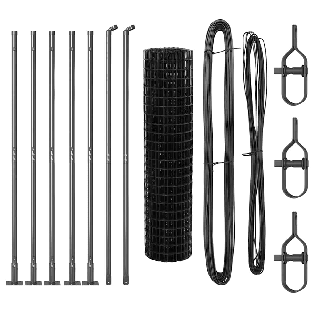 Zaun mit Pfosten Grau 1.2 x 10 m Stahl