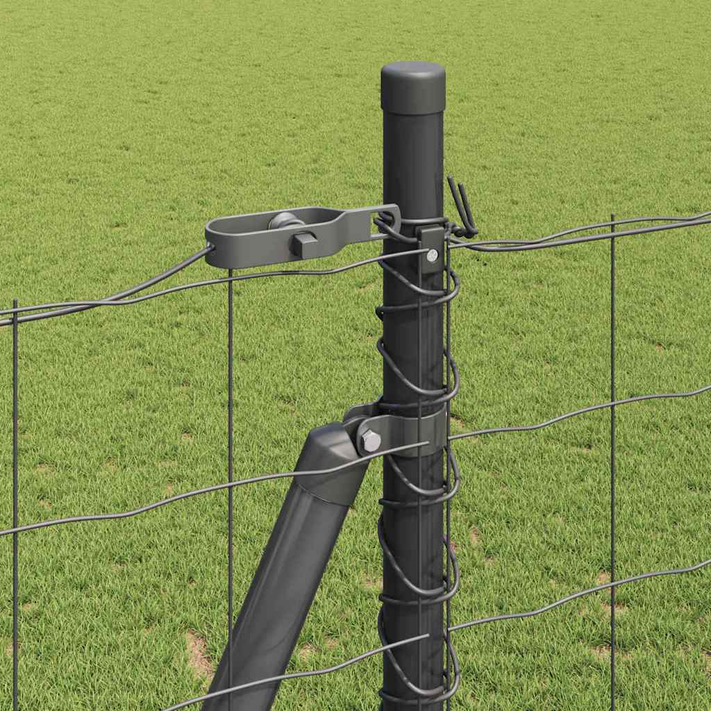 Zaun mit Pfosten Grau 1,4 x 10 m Stahl