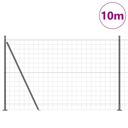Zaun mit Pfosten Grau 1.4 x 10 m Stahl