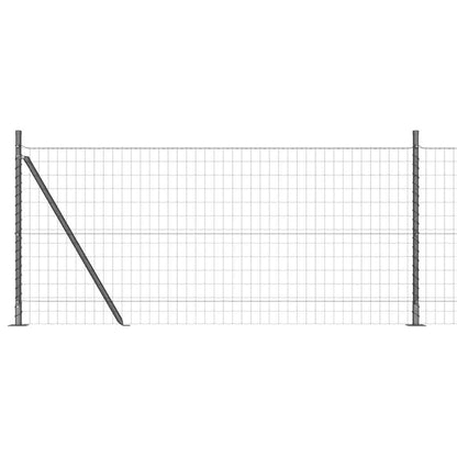 Zaun mit Pfosten Grau 0.8 x 25 m Stahl