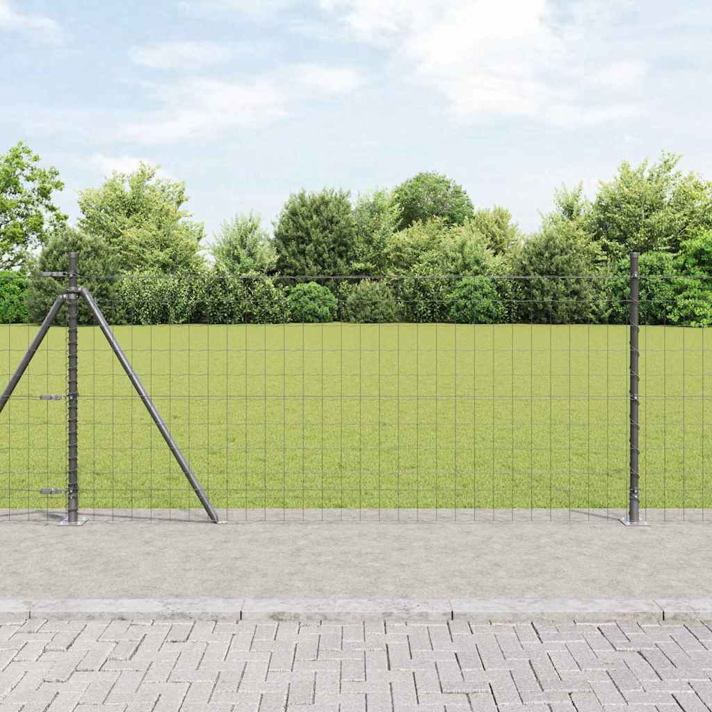 Zaun mit Pfosten Grau 0.8 x 25 m Stahl