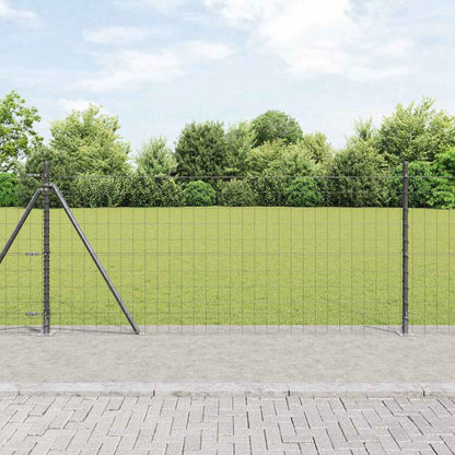 Zaun mit Pfosten Grau 0.8 x 25 m Stahl