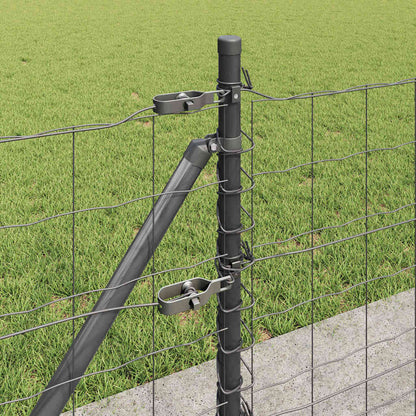 Zaun mit Pfosten Grau 0,6 x 25 m Stahl