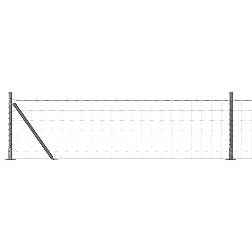 Zaun mit Pfosten Grau 0,6 x 25 m Stahl