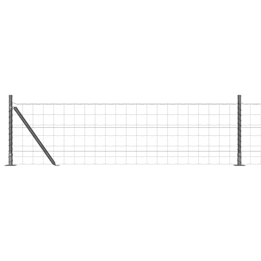 Zaun mit Pfosten Grau 0.6 x 50 m Stahl