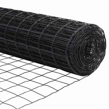 Zaun mit Pfosten Grau 1 x 10 m Stahl