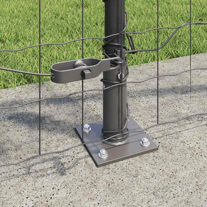 Zaun mit Pfosten Grau 1 x 10 m Stahl