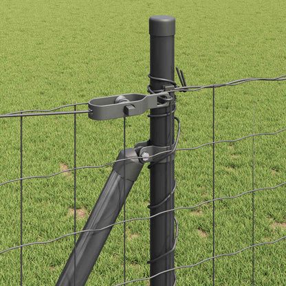 Zaun mit Pfosten Grau 1 x 10 m Stahl